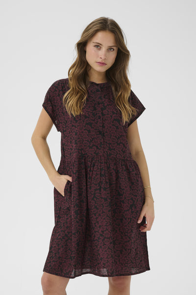 KAbeathe Short Dress Fudge/Black Flower Print - 10510318 Thumbnail