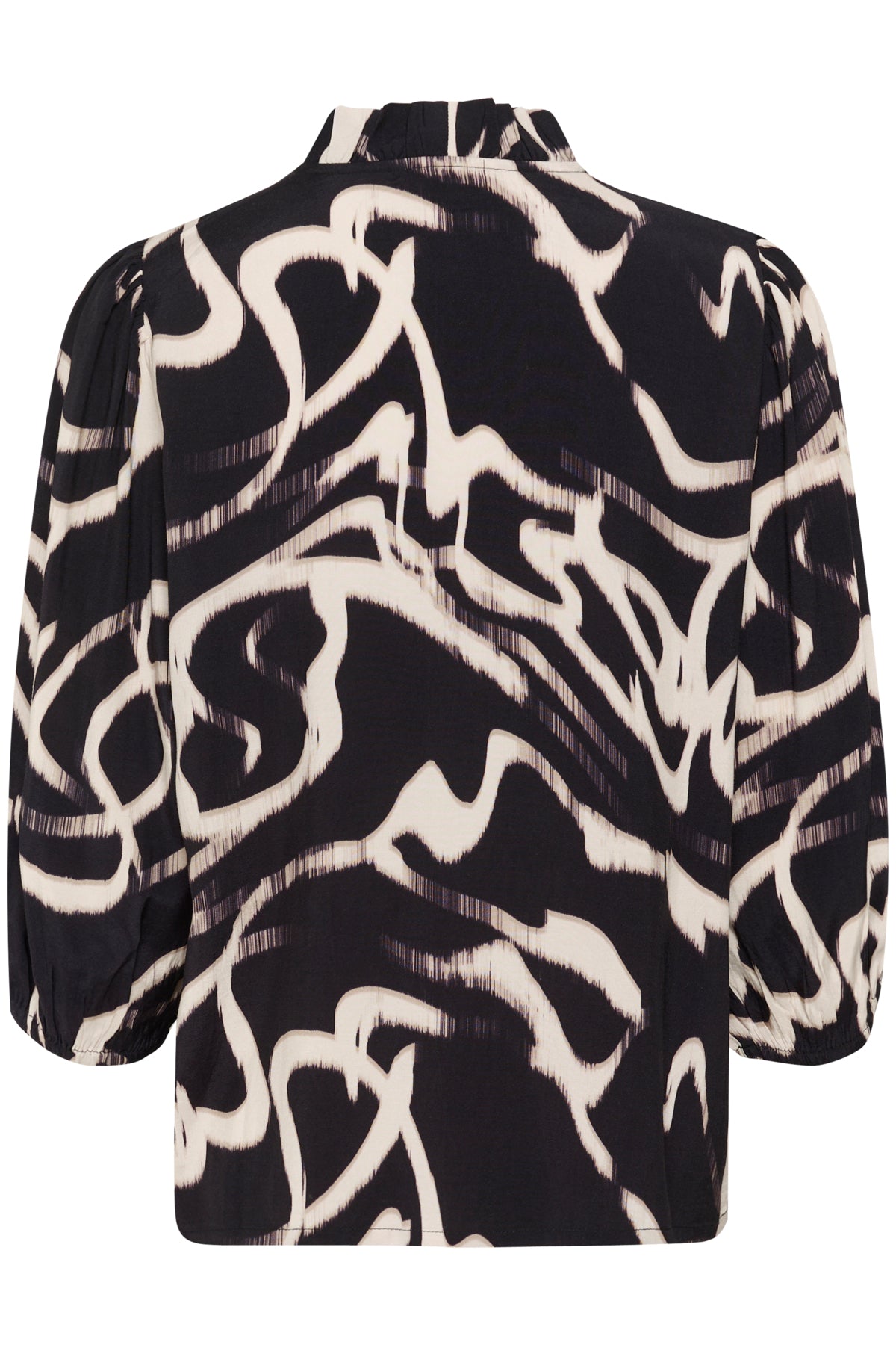 KAmartha Frill Blouse Black/Nature Organic Lines - 10510322
