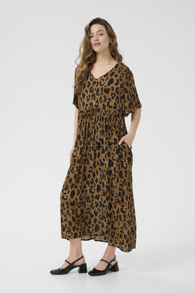 KAjessi Amber Dress Brown Leopard Print - 10510336 Thumbnail