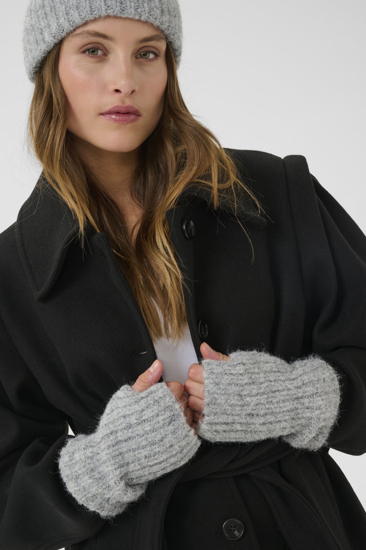 KAhenry Knitted Gloves Grey Melange - 10510408