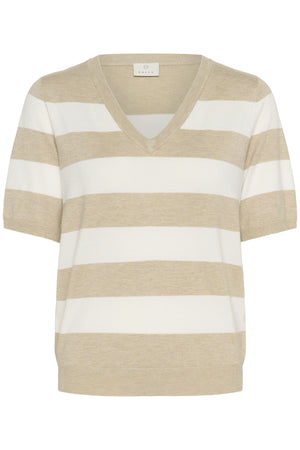 KAlizza Striped V-neck Feather Gray/Chalk Wide Stripe - 10510501