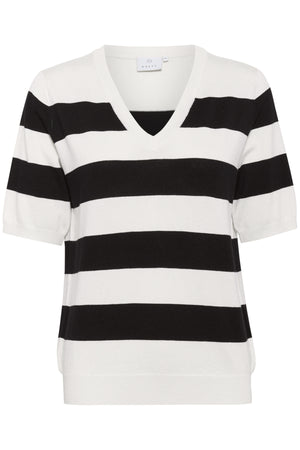 KAlizza Striped V-neck Turtledove/black boldstripe - 10510501