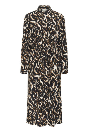 KAmille Shirt Dress Black/Brown Graphic Animal - 10510518