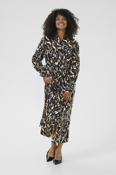 KAmille Shirt Dress Black/Brown Graphic Animal - 10510518 Thumbnail