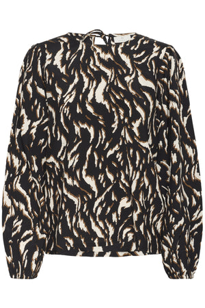 KAmille Blouse Black/Brown Graphic Animal - 10510519
