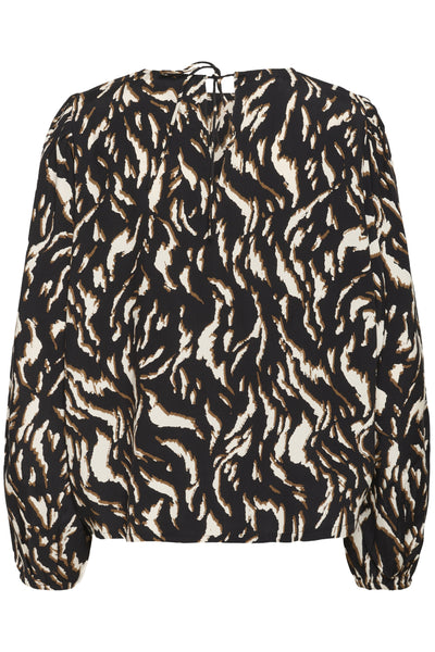 KAmille Blouse Black/Brown Graphic Animal - 10510519 Thumbnail