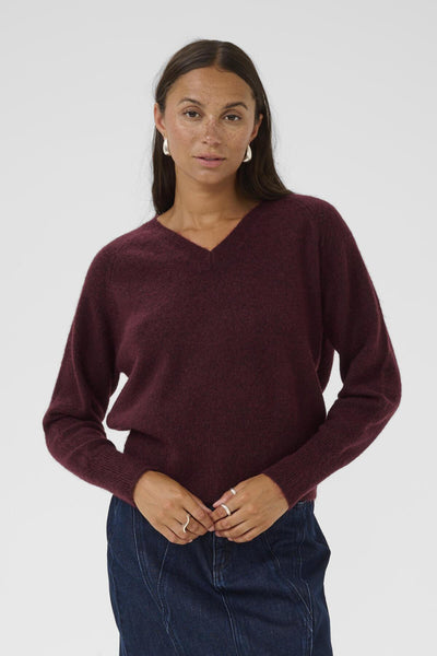 KAniel v-neck Pullover Windsor Wine Melange - 10510521 Thumbnail
