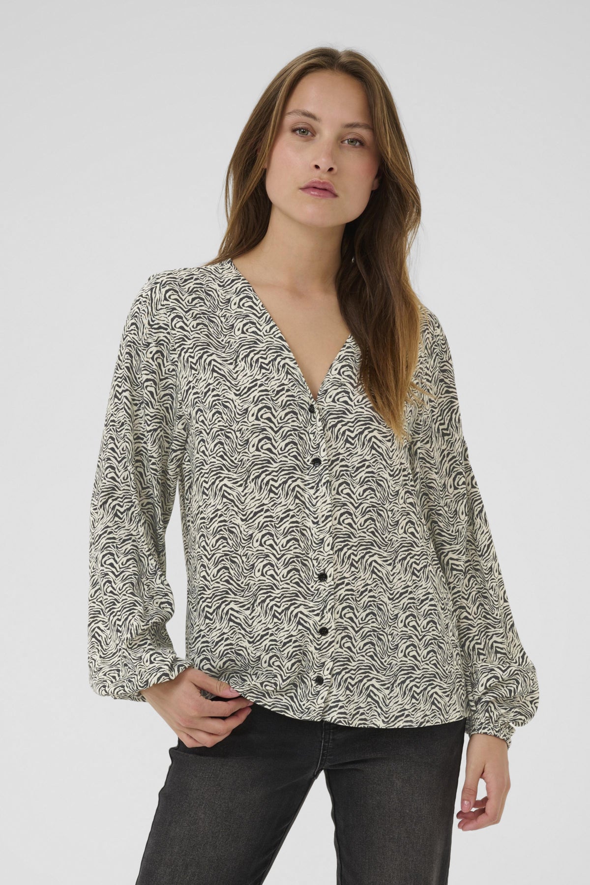 KAmiriam Blouse Black Oyster/Turtledove Animal - 10510551