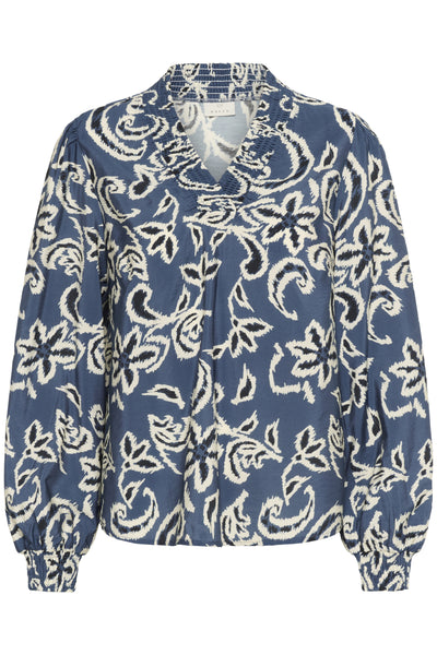 KAdahlia Blouse Bering Sea/White Paisley - 10510568 Thumbnail