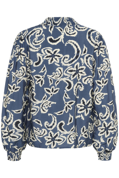 KAdahlia Blouse Bering Sea/White Paisley - 10510568 Thumbnail