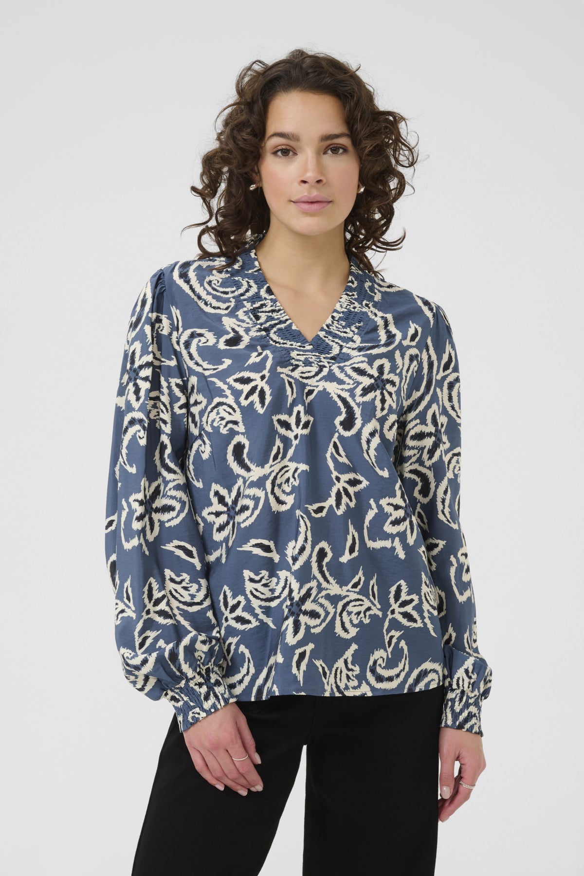 KAdahlia Blouse Bering Sea/White Paisley - 10510568