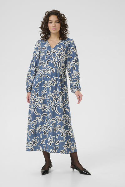 KAdahlia Dress Bering Sea/White Paisley - 10510572 Thumbnail