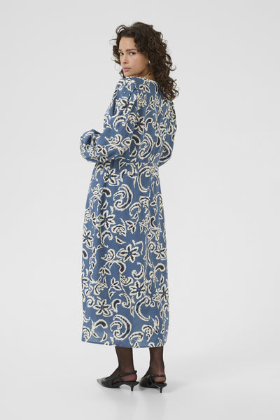 KAdahlia Dress Bering Sea/White Paisley - 10510572 Thumbnail