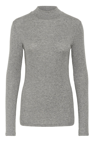 KAiben Roll neck T-Shirt Grey Melange - 10510612 Thumbnail