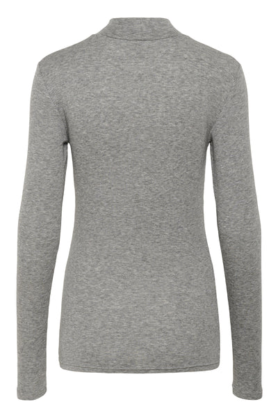 KAiben Roll neck T-Shirt Grey Melange - 10510612 Thumbnail