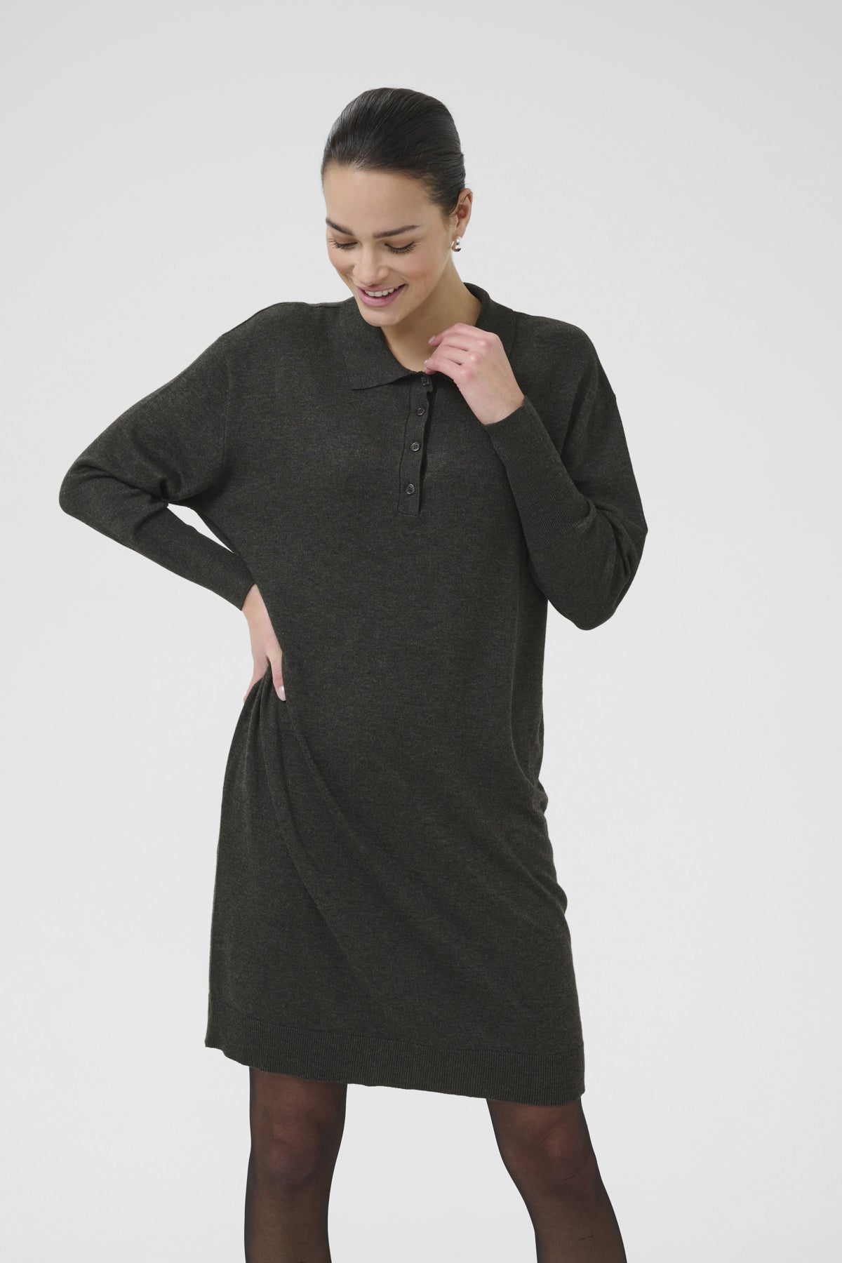 KAlizza Polo Knit Dress Dark grey melange - 10510688