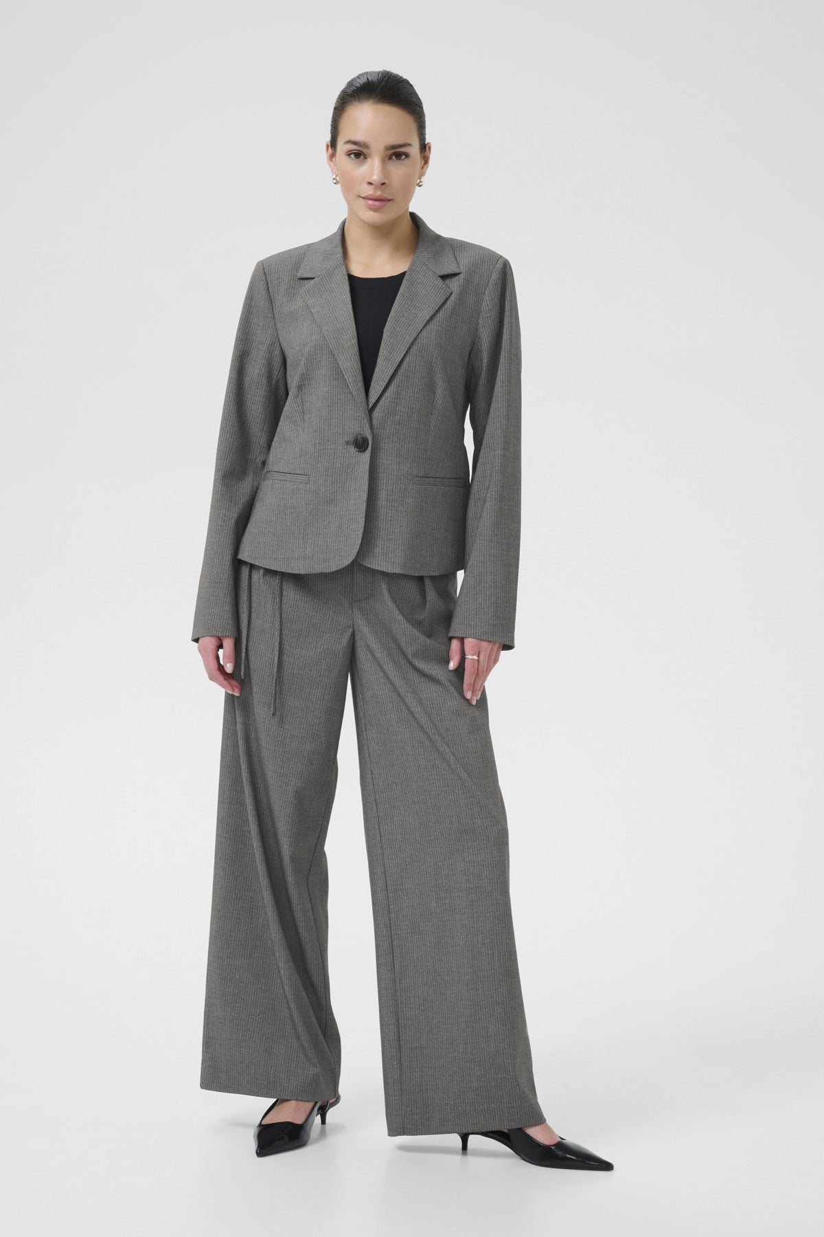 KAellie Shaped Blazer Grey Melange / Chalk Stripe - 10510718