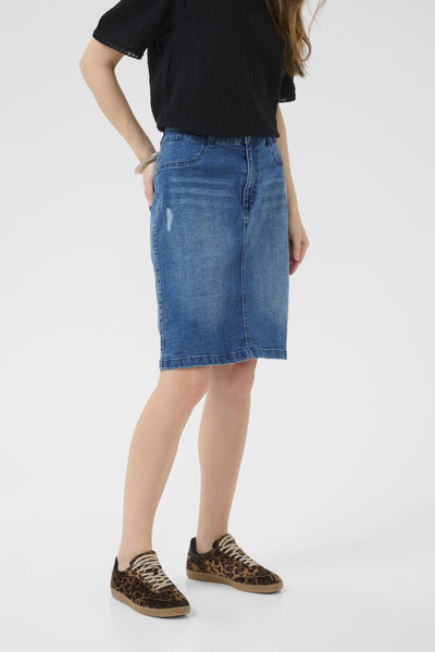 KAlaurine Jeans Skirt Washed/Destroyed Blue Denim - 10510761 Thumbnail