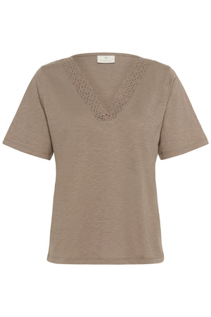 KAsofie Lace T-Shirt DEEP TAUPE - 10510894