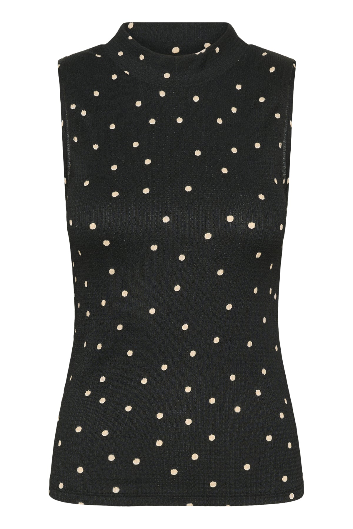 KAkatrine Printed Top Black Deep W. Sandshell Dots - 10510921
