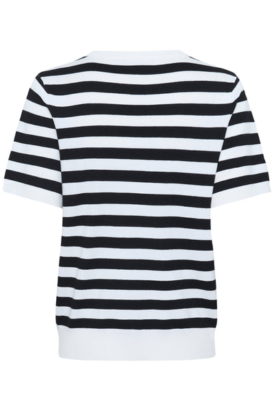 KAlava Short Sleeve Knit Chalk/Black Deep Stripe - 10510934 Thumbnail