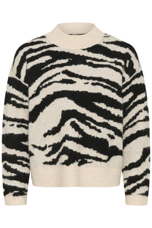 KAsandra Pullover LS Turtledove/Black Animal - 10511193