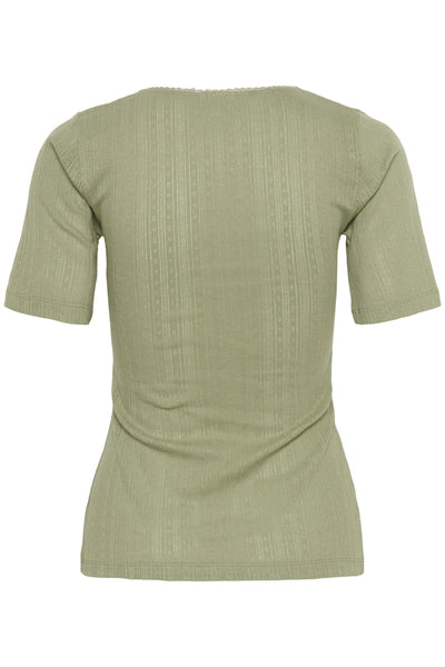 KAviba Pointelle T-Shirt Oil Green - 10552387 Thumbnail