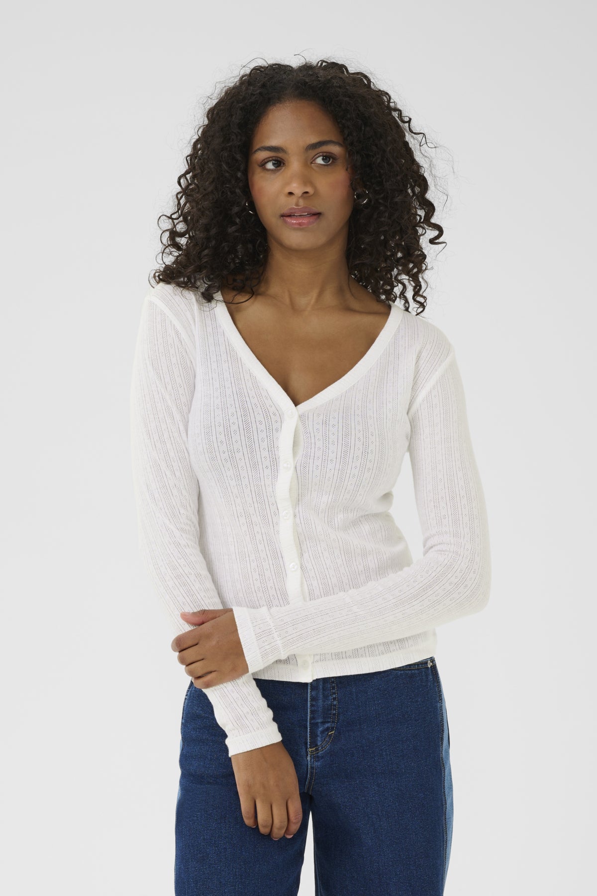 KAviba Pointelle Cardigan Chalk - 10552388