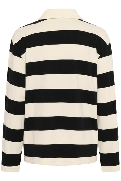 KApicca Polo Blouse Black/Off White Wide Stripe - 10552400 Thumbnail
