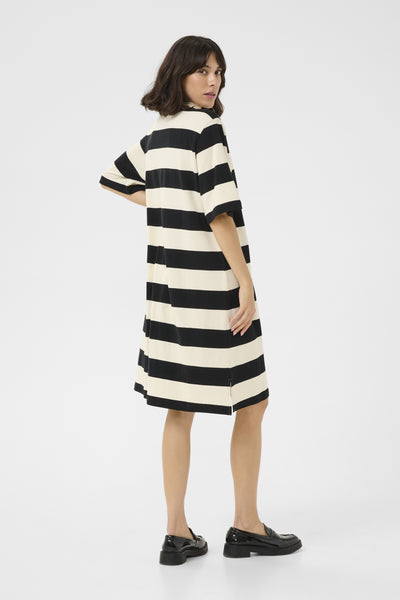 KApicca Polo Dress Black/Off White Wide Stripe - 10552401 Thumbnail