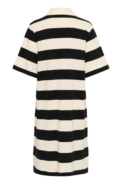 KApicca Polo Dress Black/Off White Wide Stripe - 10552401 Thumbnail