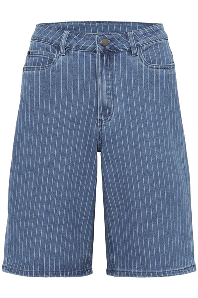 KAreece Denim Bermuda Shorts Medium Blue Denim Pinstripe - 10552415 Thumbnail