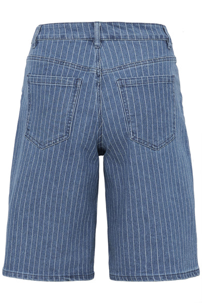 KAreece Denim Bermuda Shorts Medium Blue Denim Pinstripe - 10552415 Thumbnail