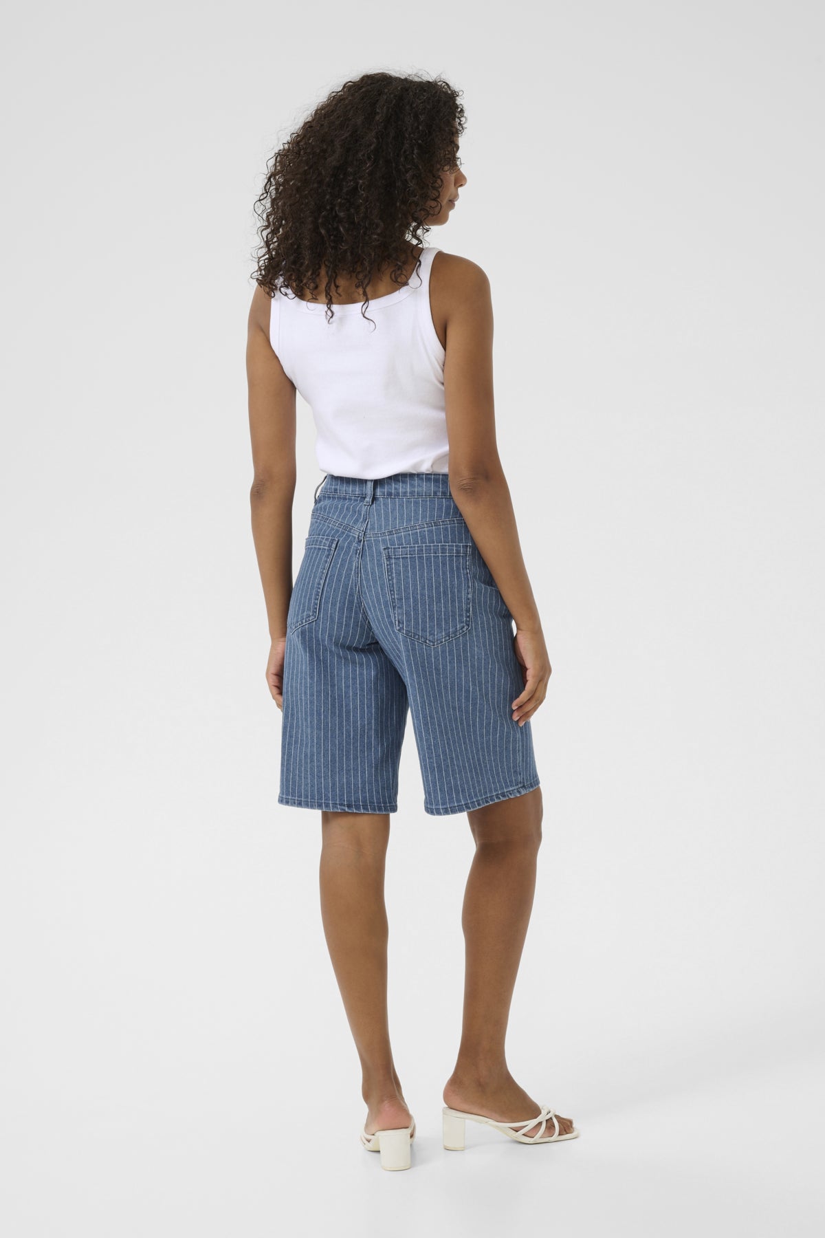 KAreece Denim Bermuda Shorts Medium Blue Denim Pinstripe - 10552415