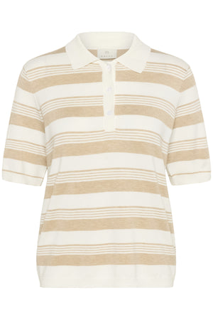 KAlizza Basic Polo Pullover Feather Grey mel. Chalk stripe - 10552426