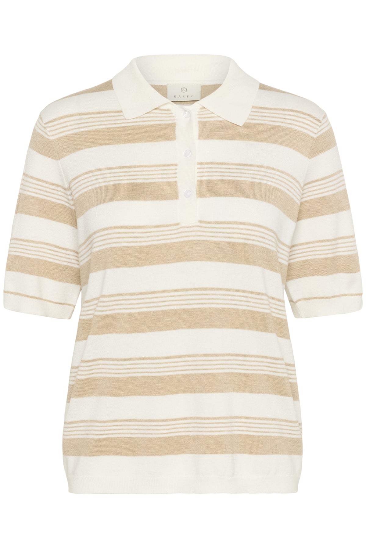 KAlizza Basic Polo Pullover Feather Grey mel. Chalk stripe - 10552426
