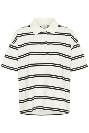 KApirrie Polo T-Shirt Chalk W. Black Twin Stripes - 10552460