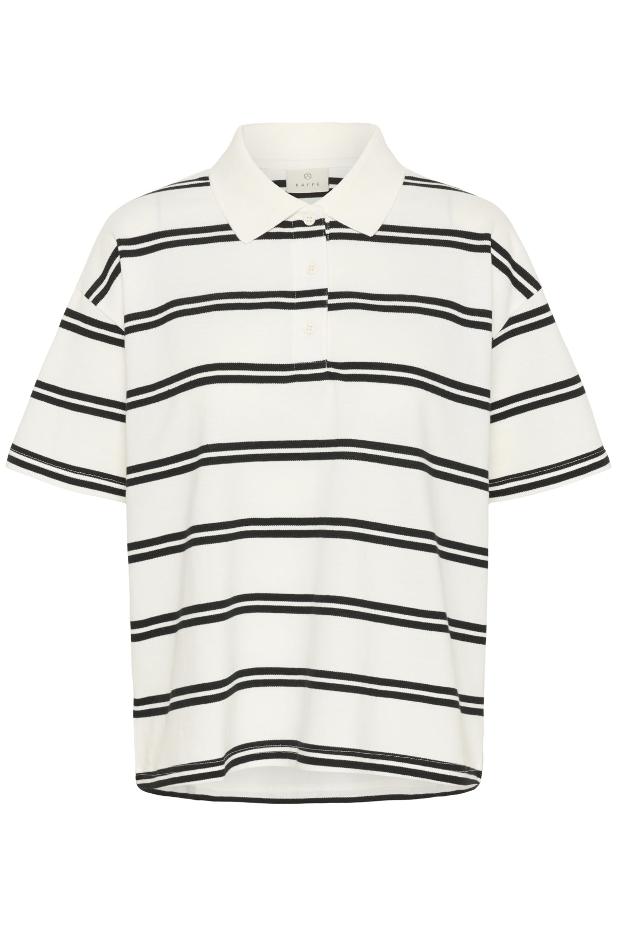 KApirrie Polo T-Shirt Chalk W. Black Twin Stripes - 10552460