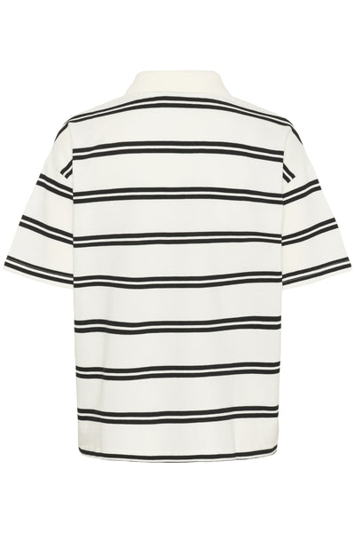 KApirrie Polo T-Shirt Chalk W. Black Twin Stripes - 10552460 Thumbnail