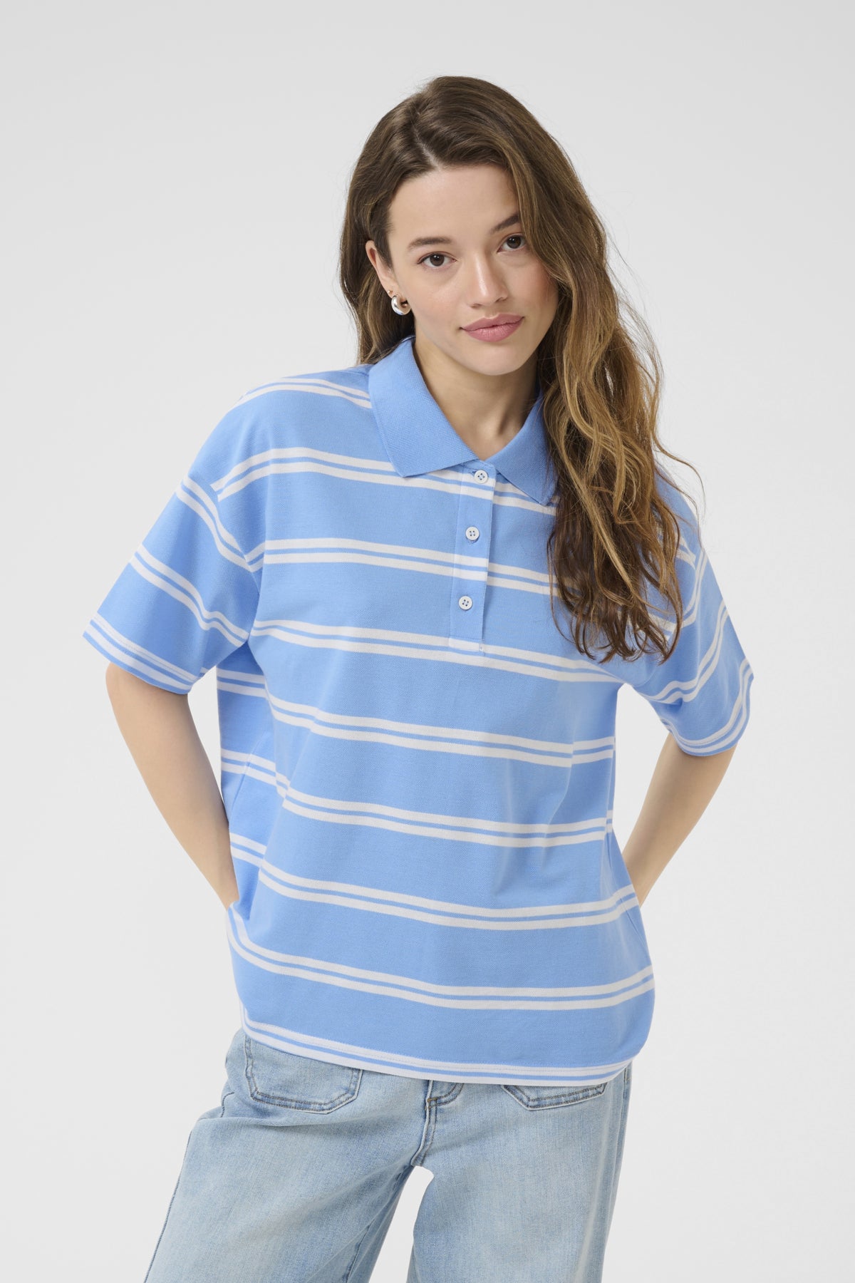 KApirrie Polo T-Shirt Vista Blue W. Chalk Twin strip - 10552460