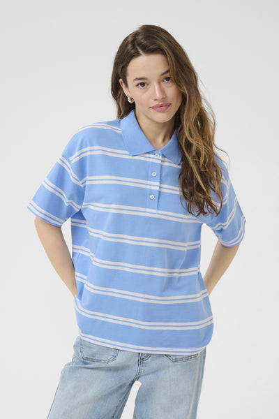 KApirrie Polo T-Shirt Vista Blue W. Chalk Twin strip - 10552460 Thumbnail