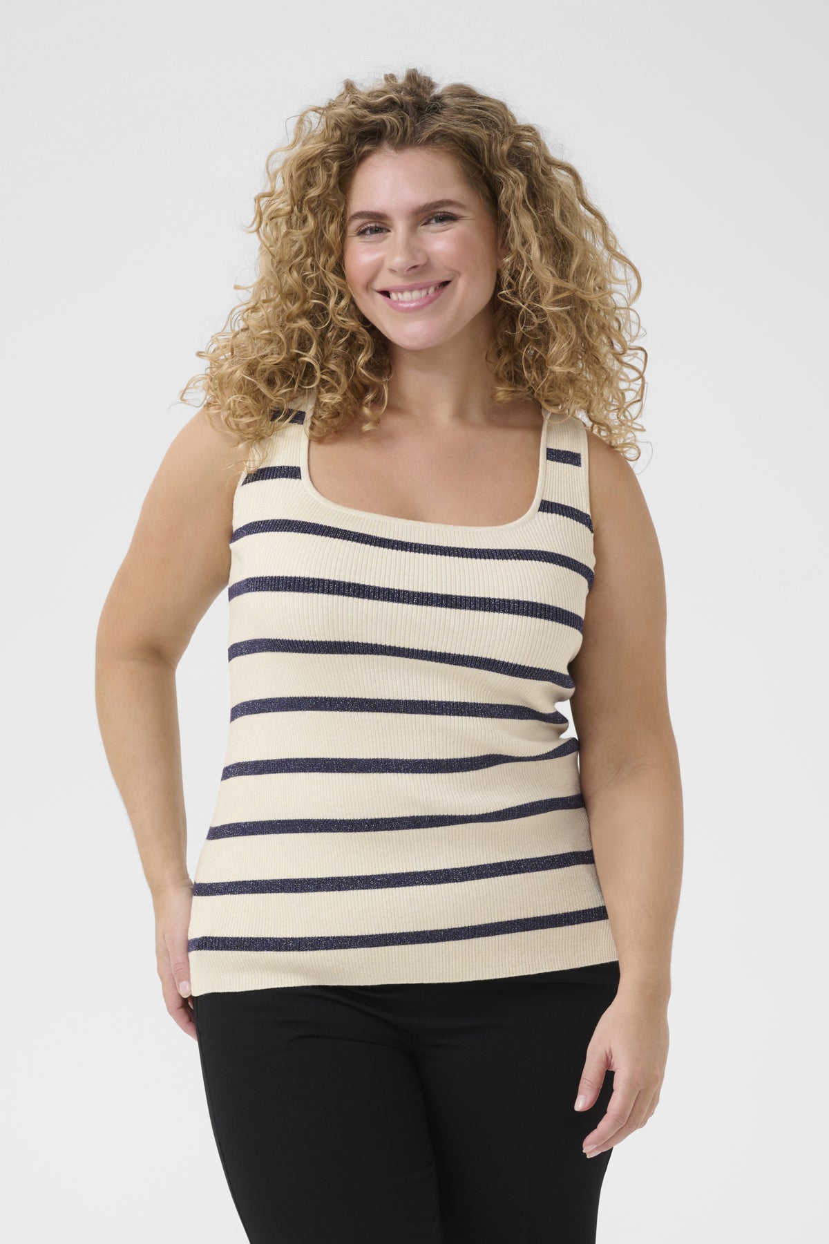 KCmorina Knit Top Silver white/ Blue stripe - 10583253