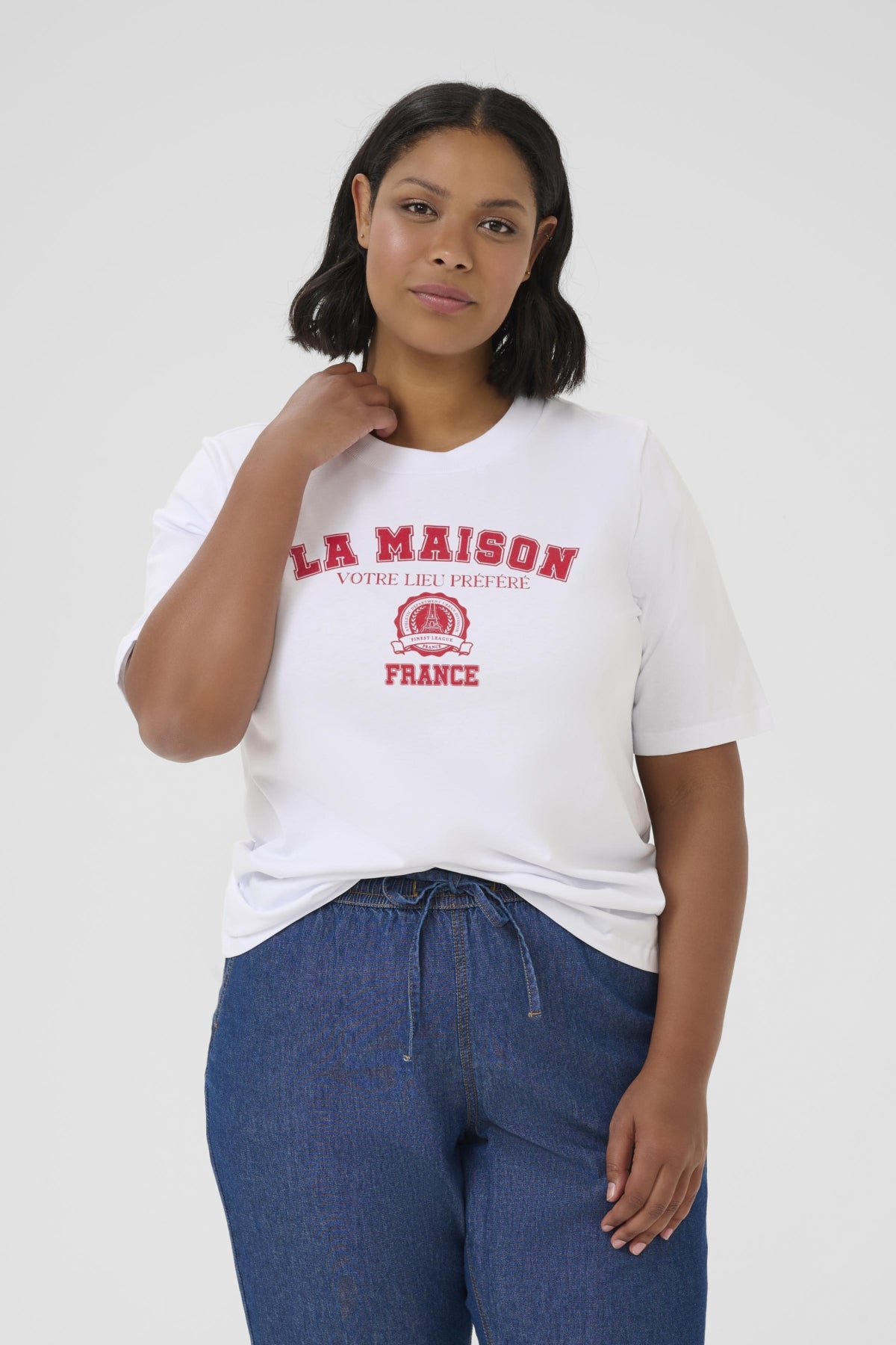 KCadela T-Shirt Optical White/Red Text Print - 10583386