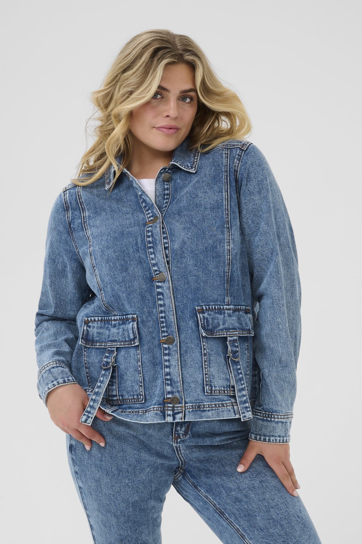 KCelona Denim Jacket Washed Medium Blue Denim - 10583400