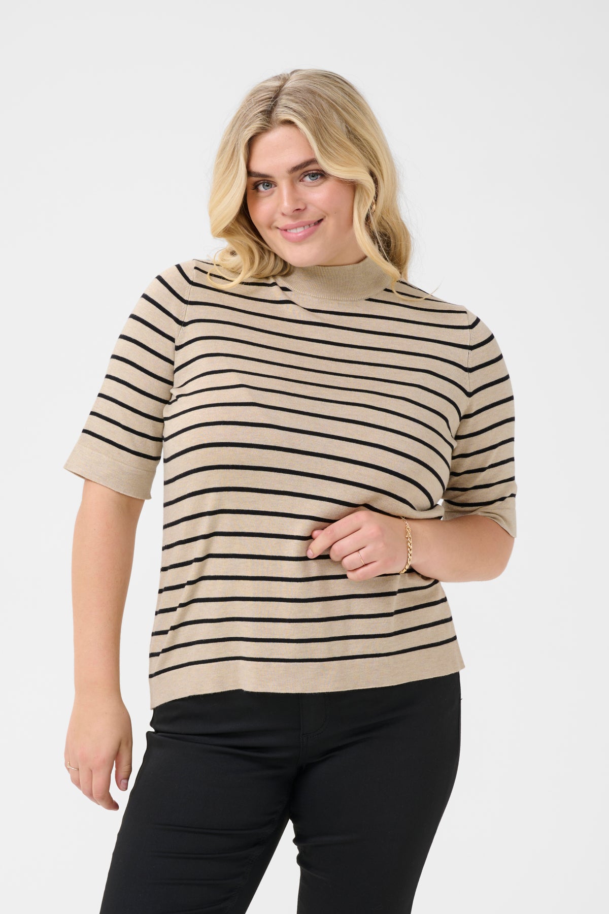 KClizzy Striped Turtleneck Feather Gray / Black Stripe - 10583484