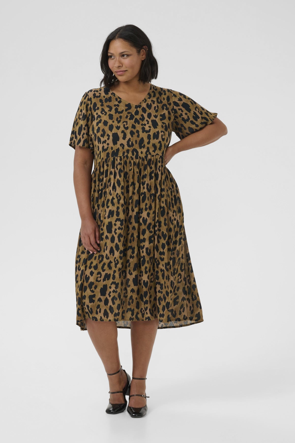KCmolly Ami Dress Brown Leopard Print - 10583503