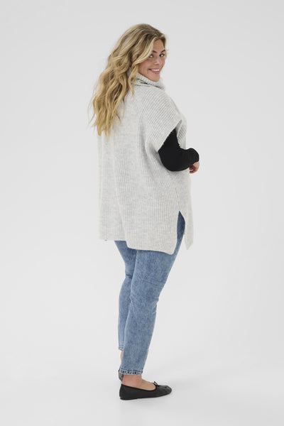 KCmala Knit Poncho Grey Melange - 10583504 Thumbnail