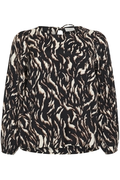 KCmilina Blouse Black/Brown Graphic Animal - 10583607 Thumbnail