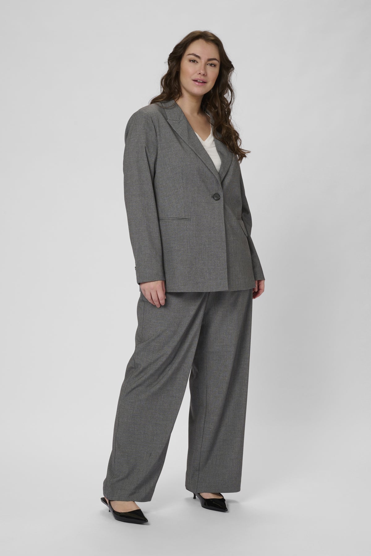 KCeliana Blazer Grey Melange / Chalk Stripe - 10583626