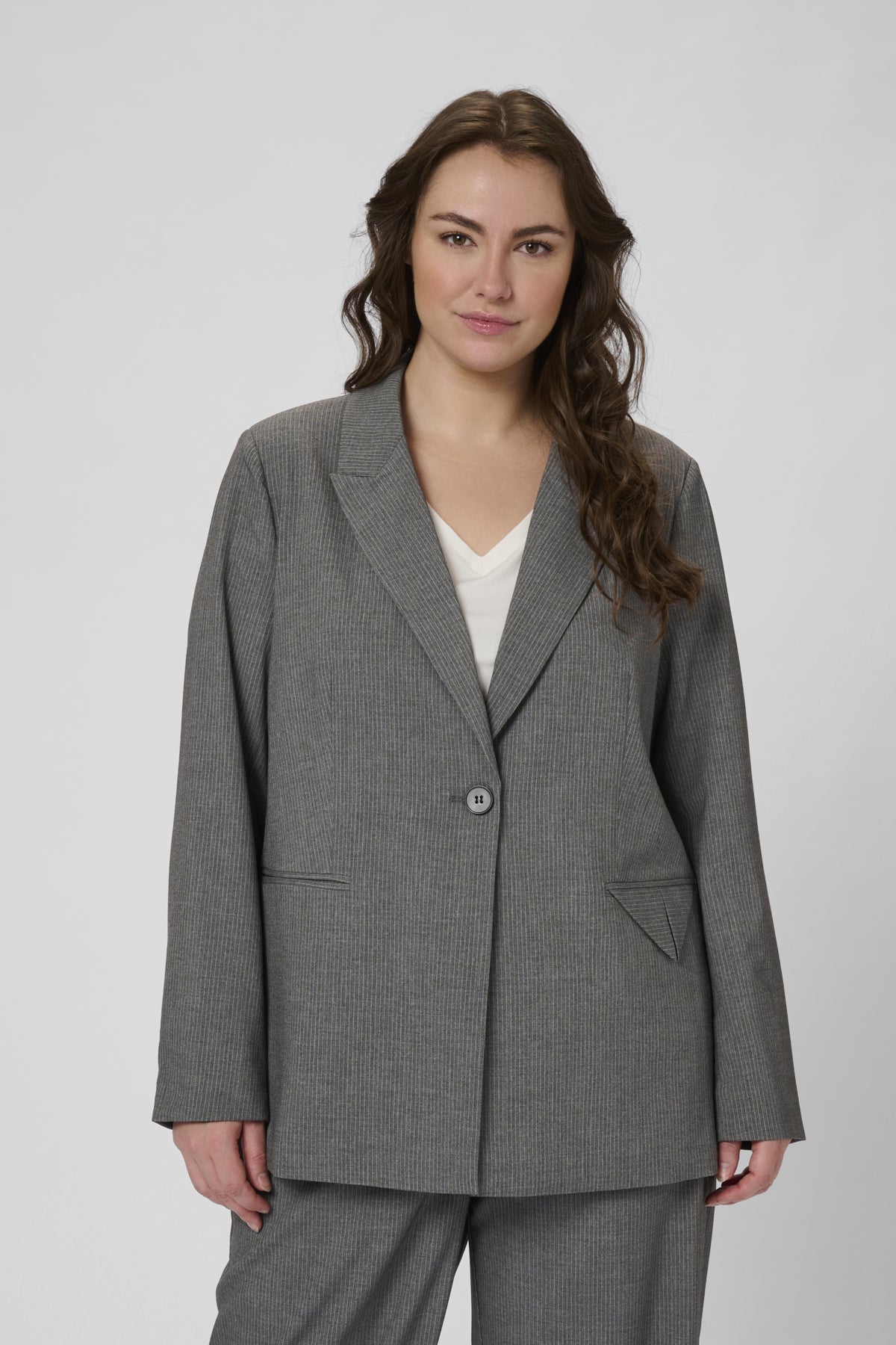 KCeliana Blazer Grey Melange / Chalk Stripe - 10583626